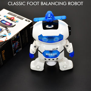 Robot toy with music and 3D light effects.