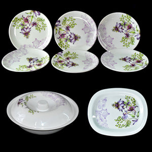 Complete dinnerware set with 32 pieces, including plates and utensils