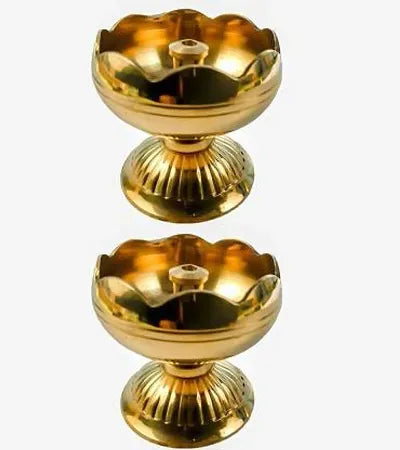 Brass Akhand Jyot| Decorative Brass Oil Lamp | Brass Table Diya Brass (Pack of 2) Table Diya Set