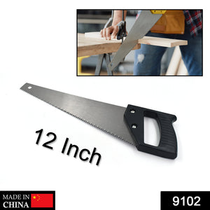 12-inch saw with sharp teeth ideal for tree and branch pruning.