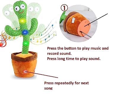 Beautifully Designed Cute Dancing Talking Cactus Toy/Talking Cactus Plush Toy Mimic Cactus Toy with Light and Music