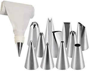 12 piece decorating set for cakes, includes oil basting brush.