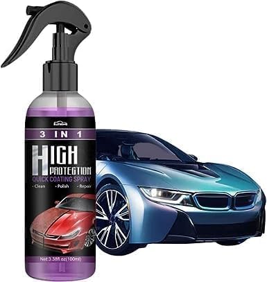 3 In 1 High Protection Quick Car Coating Spray Clean, Polish & Repair, Multipurpose Liquid Car & Bike Polish, Suitable for Dashboard, Restores Faded Plastic & Fiber, 200ml (1)