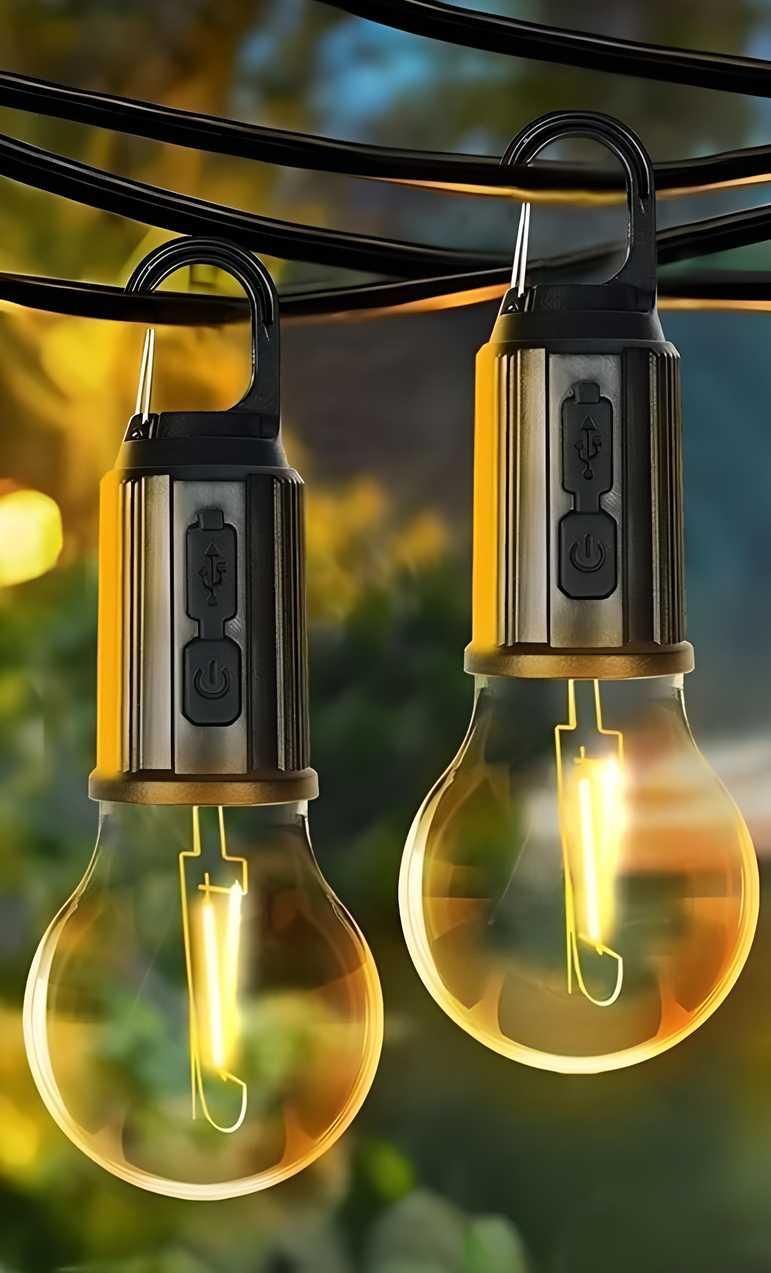 Decorative Hanging Bulb with 3 Modes Tent Lamp for Camping Pack of 2