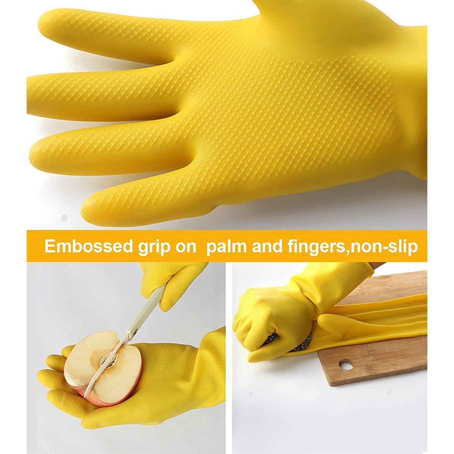 Yellow gloves suitable for cleaning and gardening