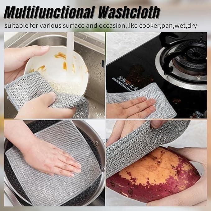 Heavy-Duty Dish Scrubbers 💪 | Reusable Metal Scouring Cloths Pack of 5 ✨ Mopixie Store