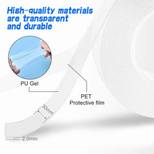 Nano adhesive tape, double-sided and washable