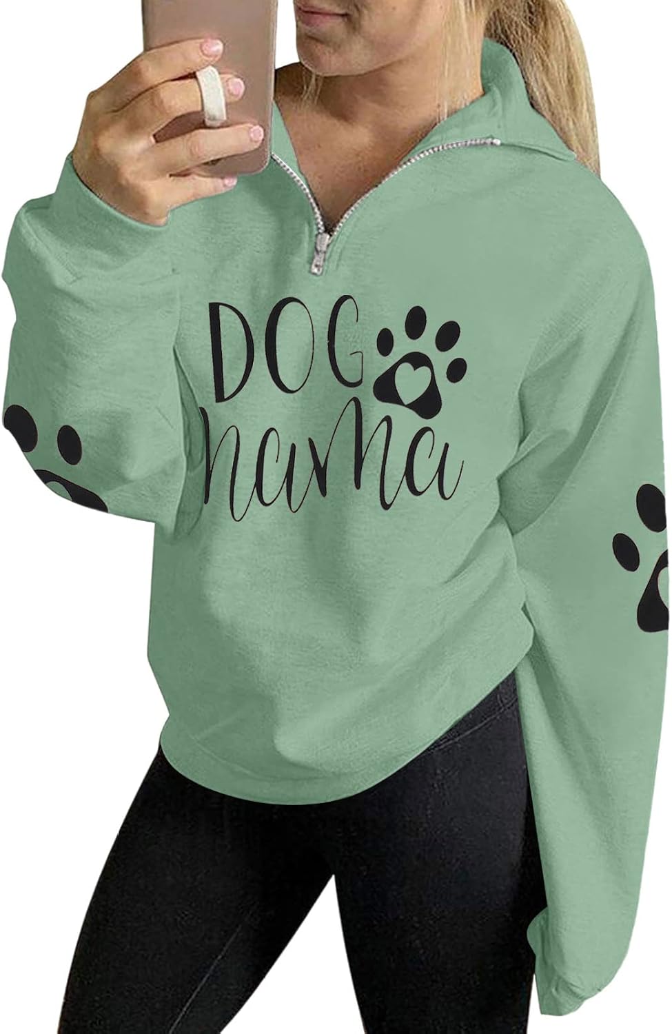 Dog Mom Sweatshirts Women Mama Sweatshirts Dog Paw Sweatshirt Long Sleeve Shirt Funny Mom Letter Print Pullover Blouse