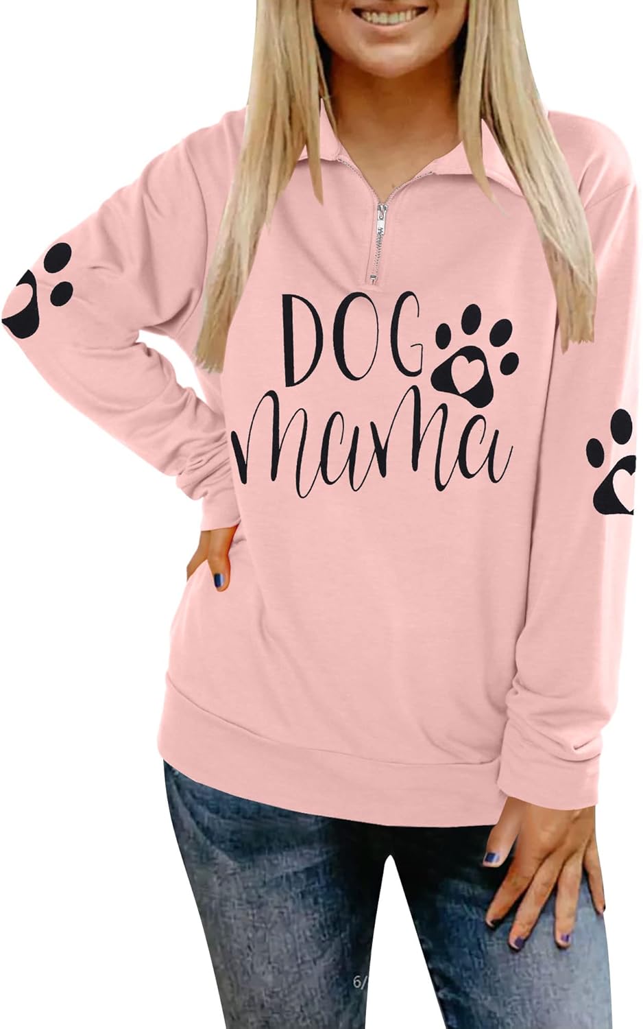 Dog Mom Sweatshirts Women Mama Sweatshirts Dog Paw Sweatshirt Long Sleeve Shirt Funny Mom Letter Print Pullover Blouse