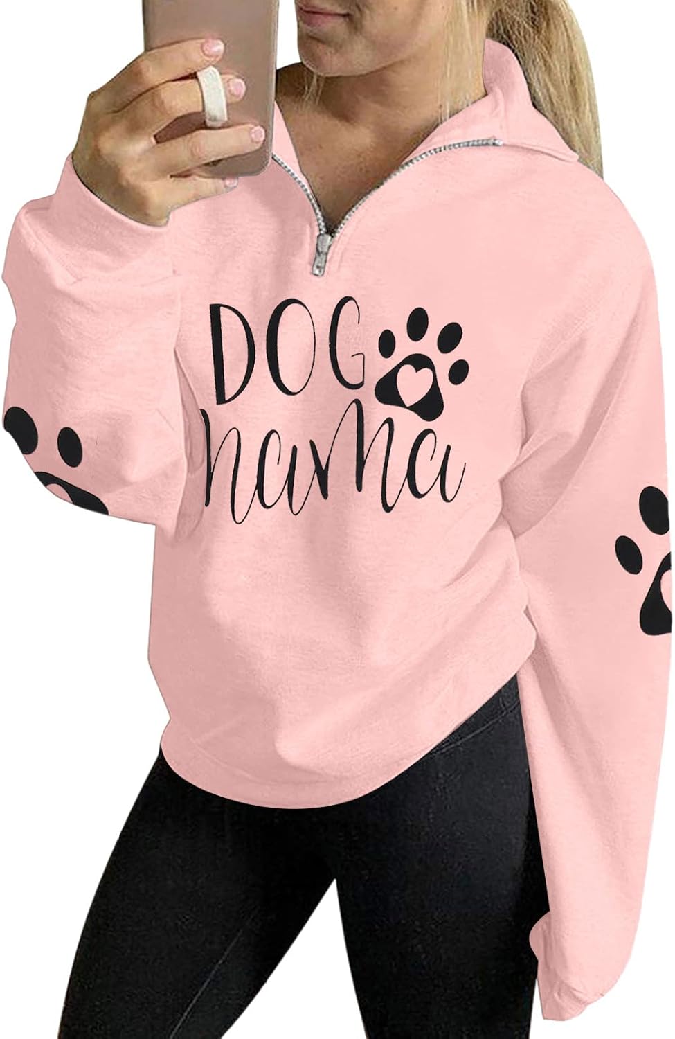 Dog Mom Sweatshirts Women Mama Sweatshirts Dog Paw Sweatshirt Long Sleeve Shirt Funny Mom Letter Print Pullover Blouse