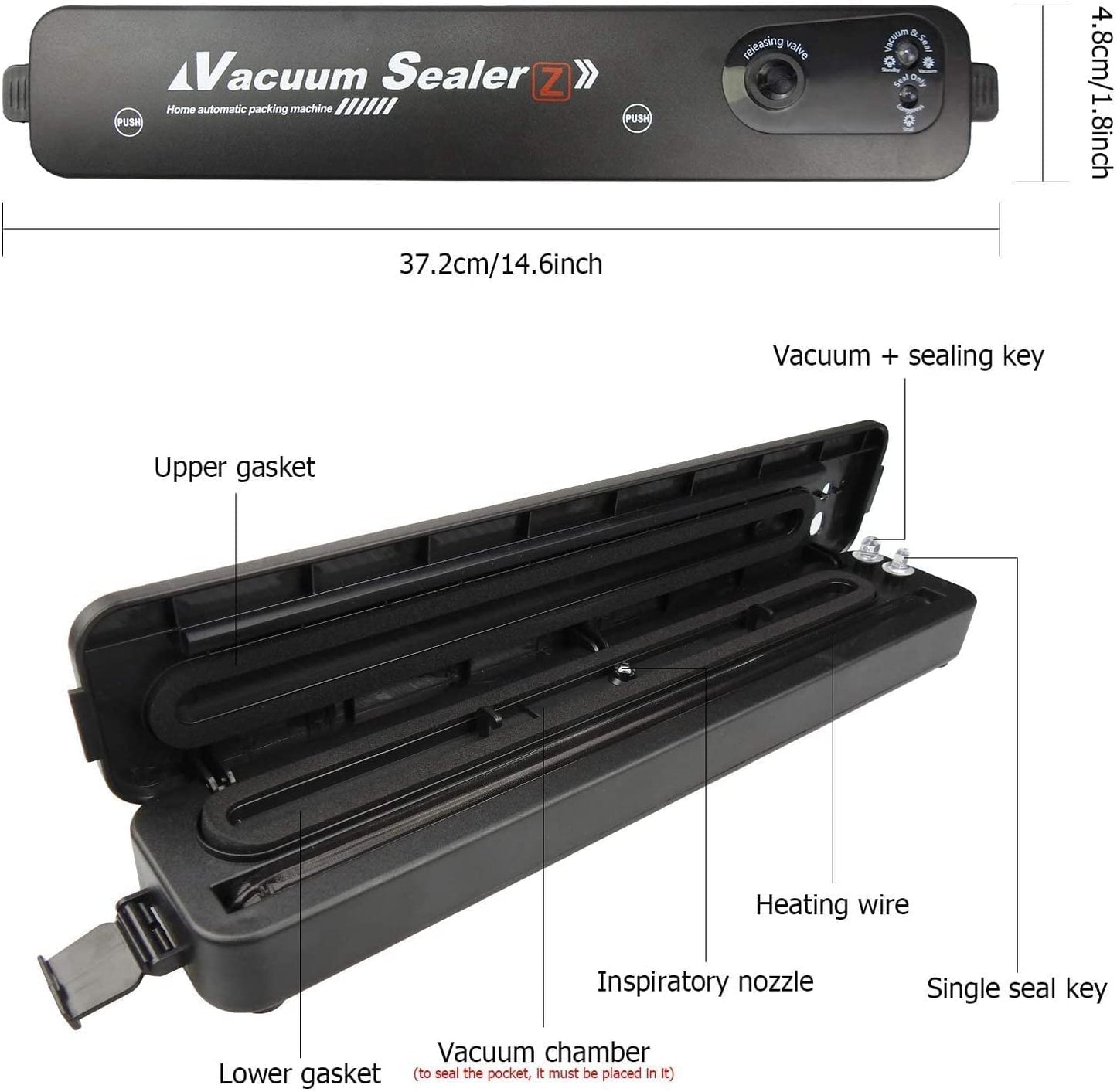 Vacuum Sealer Machine Impulse Sealer for Food Preservation & Storage