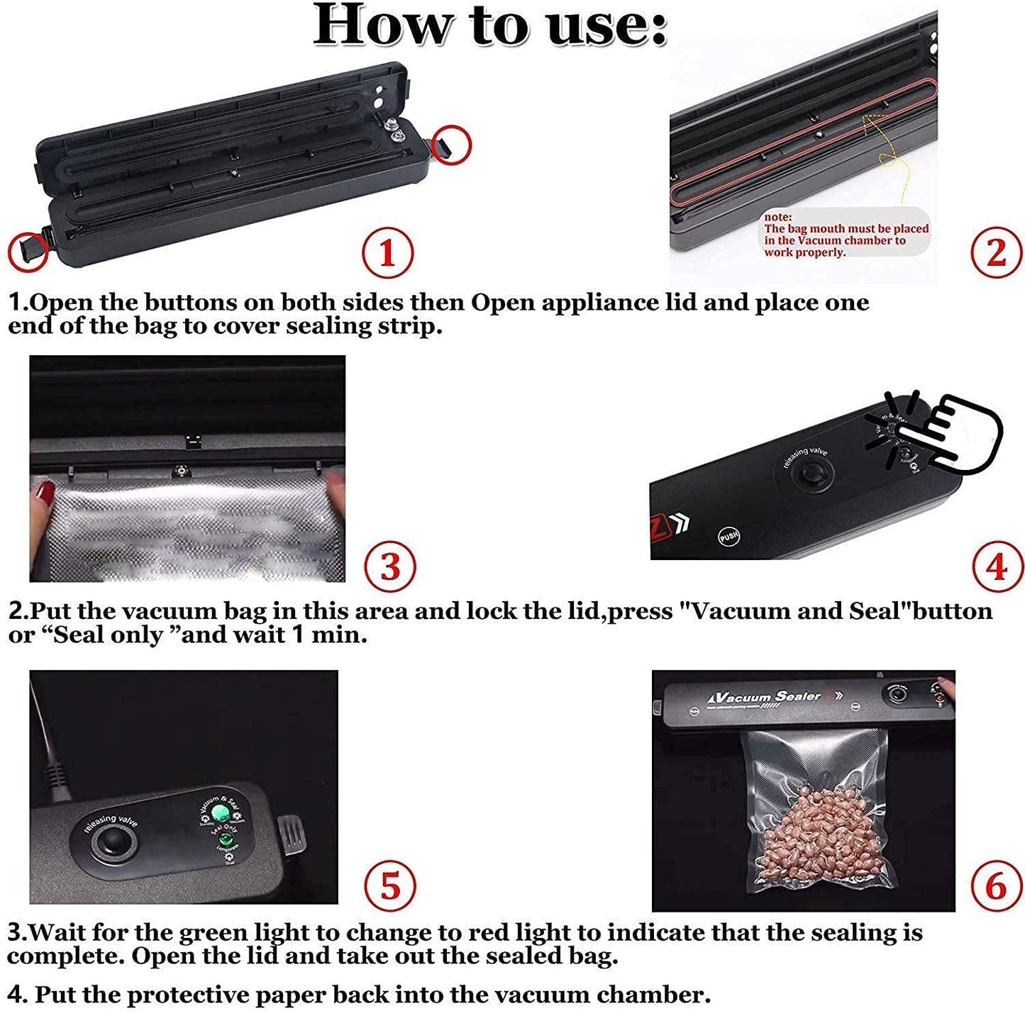 Vacuum Sealer Machine Impulse Sealer for Food Preservation & Storage