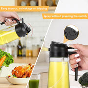 2-in-1 Oil Sprayer & Dispenser Glass Oil Bottle with Mister for Cooking, Salads & More 🥗🍳