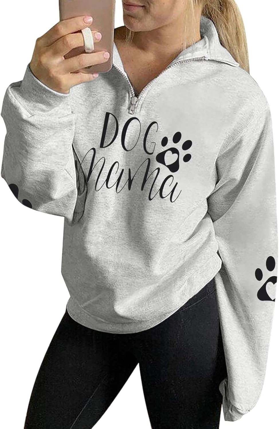 Dog Mom Sweatshirts Women Mama Sweatshirts Dog Paw Sweatshirt Long Sleeve Shirt Funny Mom Letter Print Pullover Blouse