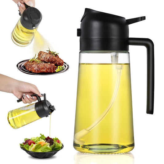 2-in-1 Oil Sprayer & Dispenser Glass Oil Bottle with Mister for Cooking, Salads & More 🥗🍳