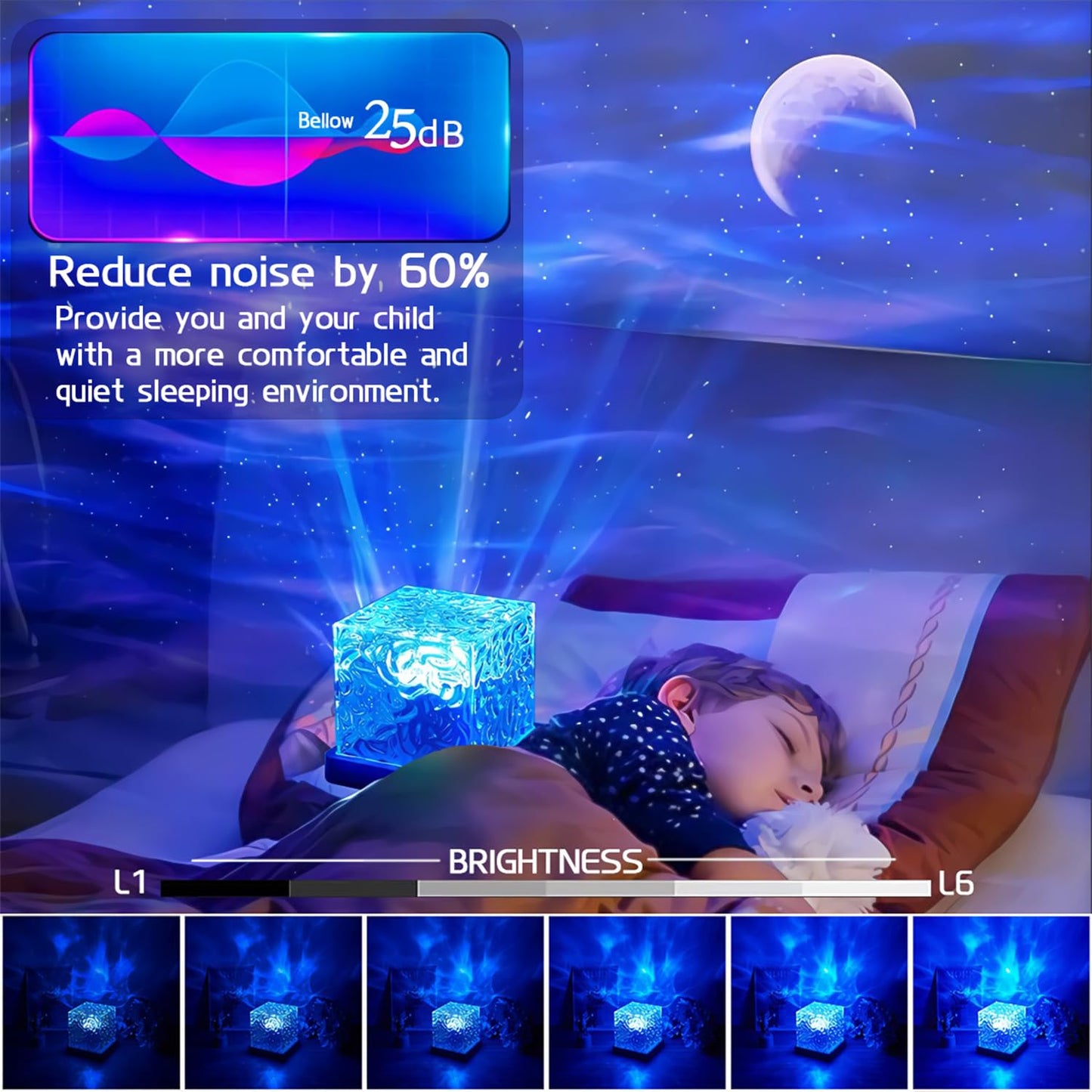 Ocean Wave Projector 3D Night Light with Remote & Touch Control 16 Colors   🌊🌌