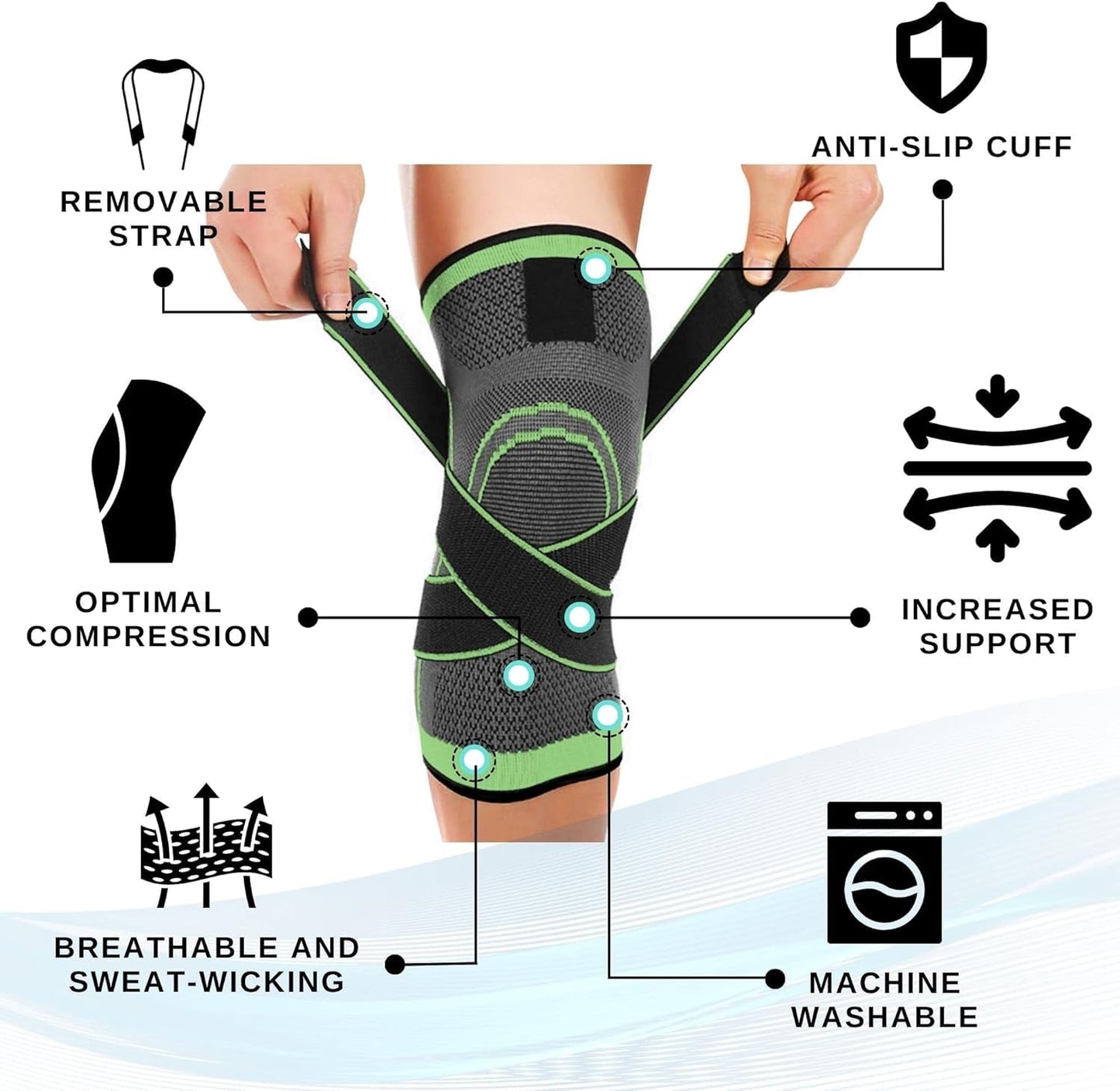 Knee Compression Sleeve with Adjustable Support Pain Relief & Enhanced Performance 💪