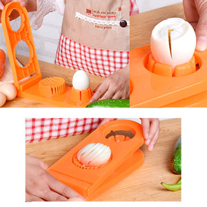 Stainless steel egg cutter for precise, double-cut slicing