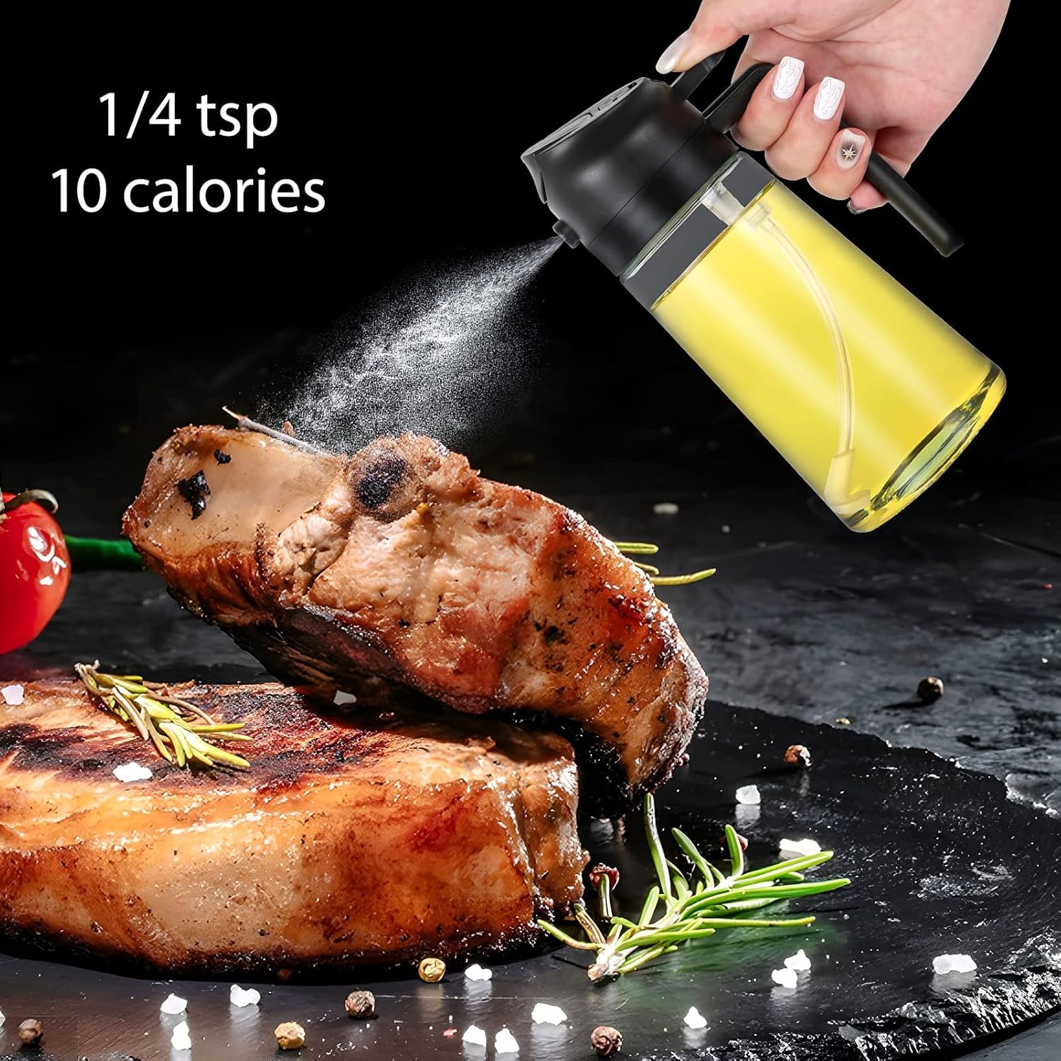 2-in-1 Oil Sprayer & Dispenser Glass Oil Bottle with Mister for Cooking, Salads & More 🥗🍳