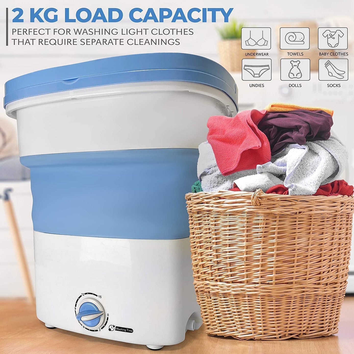 Mini Portable Washing Machine Foldable & Compact Washer for Travel, Camping & Small Spaces 🧺