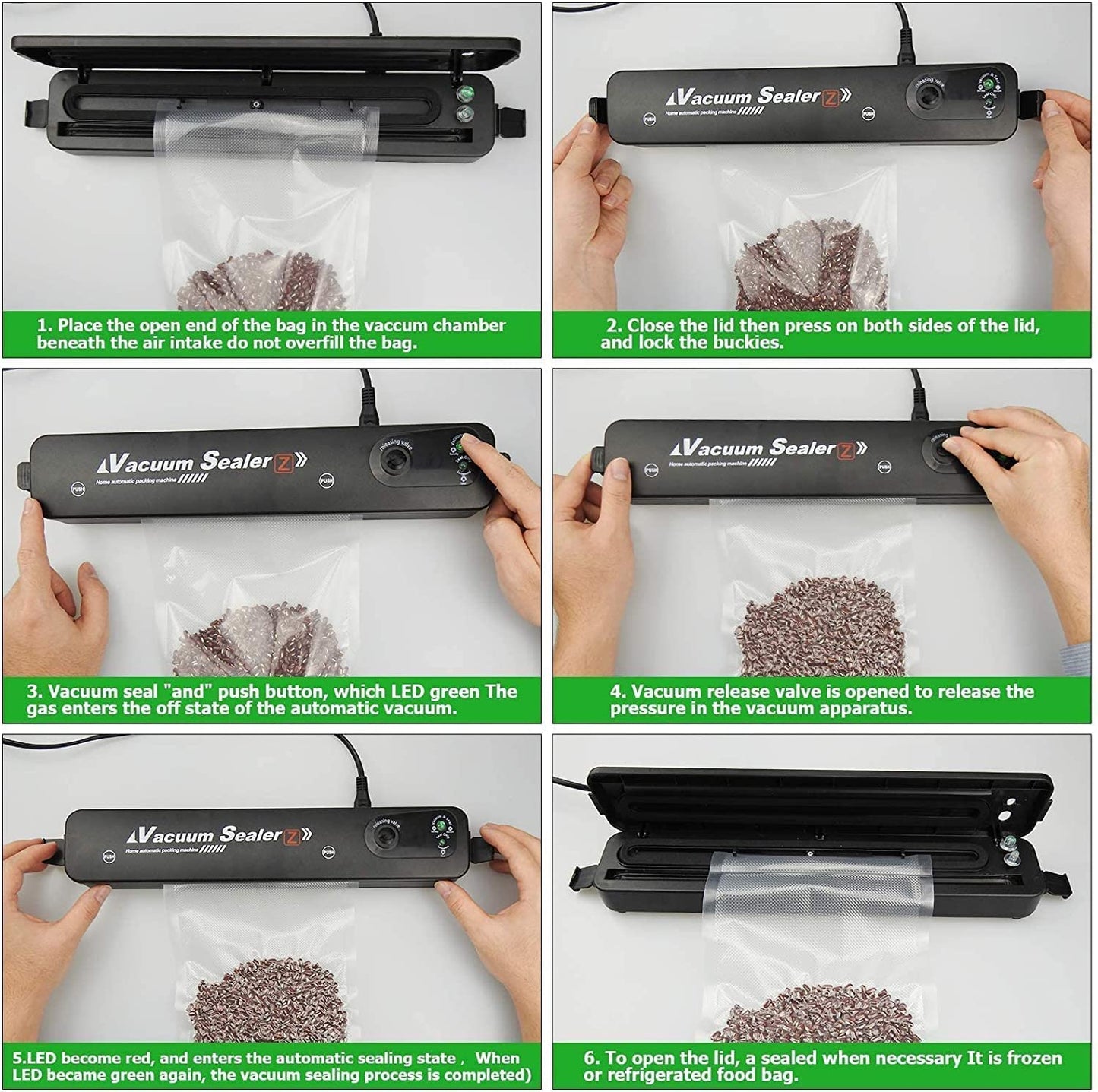 Vacuum Sealer Machine Impulse Sealer for Food Preservation & Storage