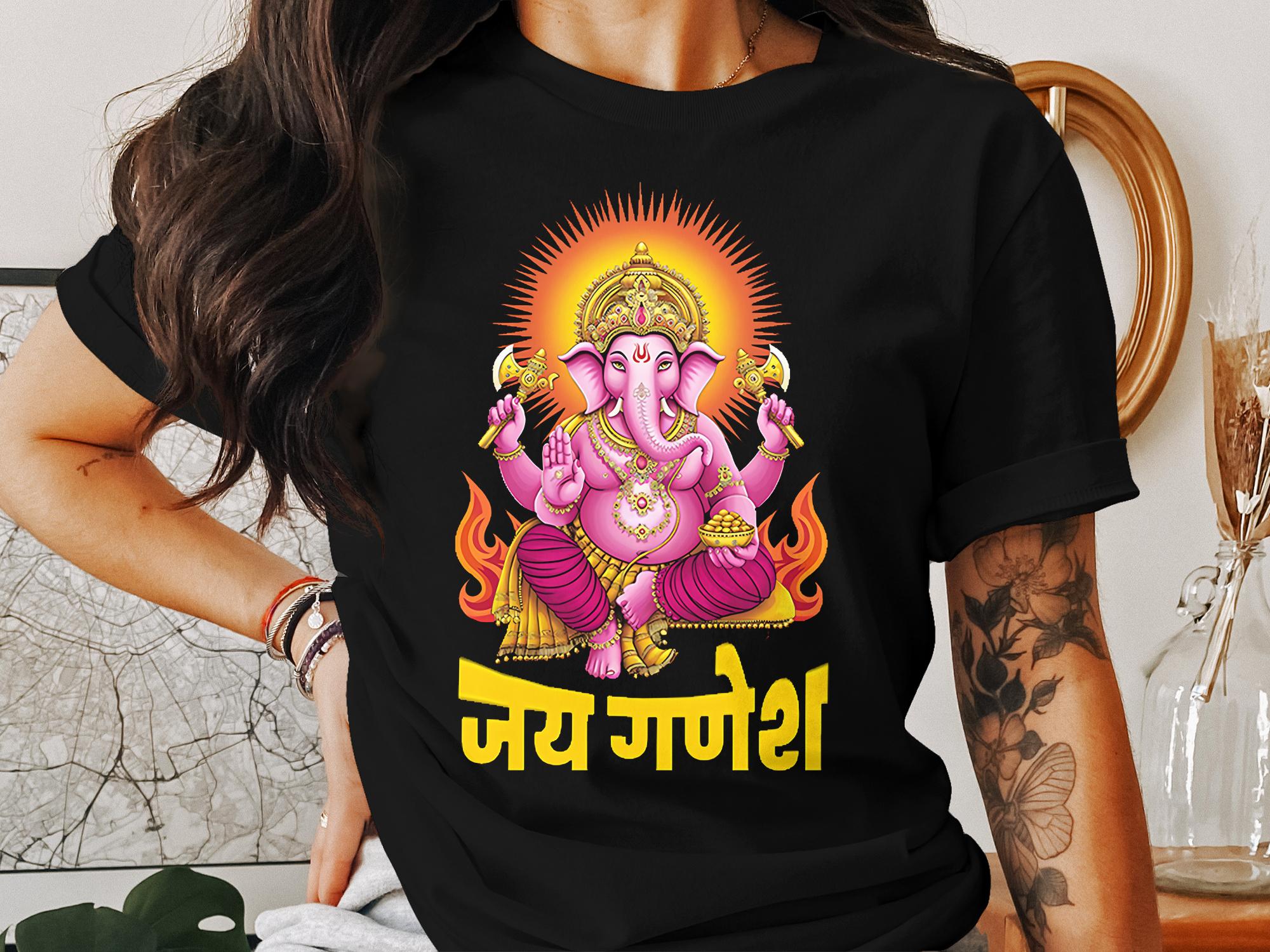 Vibrant Ganesh Design Devotional Graphic T-Shirts