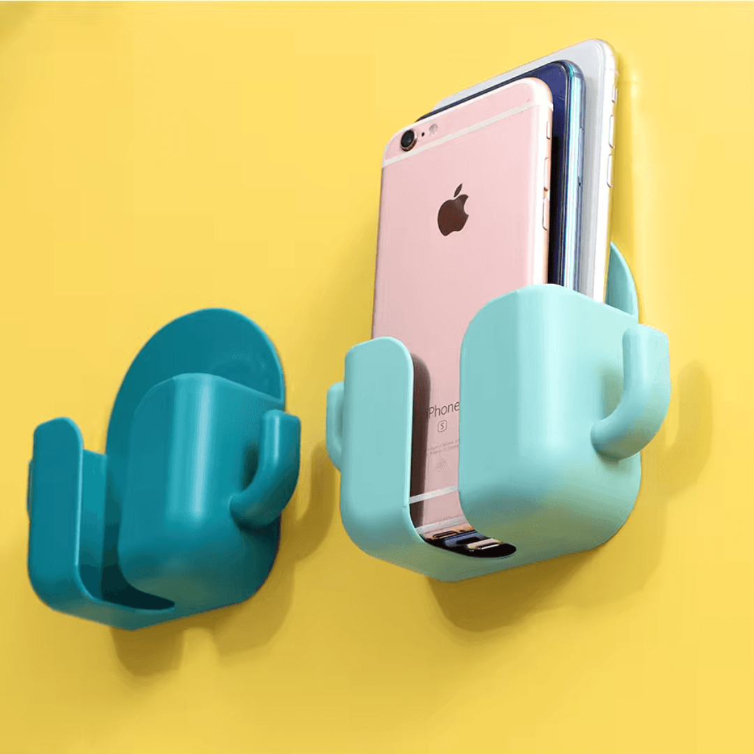 Wall Mounted Mobile Holder With Adhesive Strips& Charging Holder