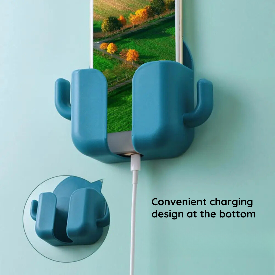 Wall Mounted Mobile Holder With Adhesive Strips& Charging Holder