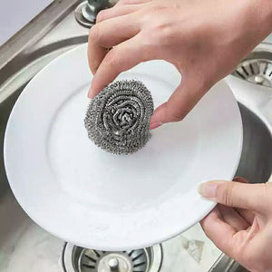 Stainless steel ball scrubber for tough kitchen cleaning