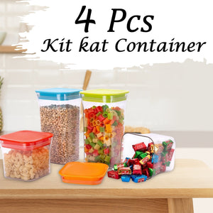 Close-up of plastic storage containers with easy-open lids