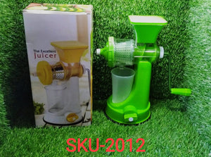 Compact multi-color manual juicer for extracting fresh juice from various fruits.