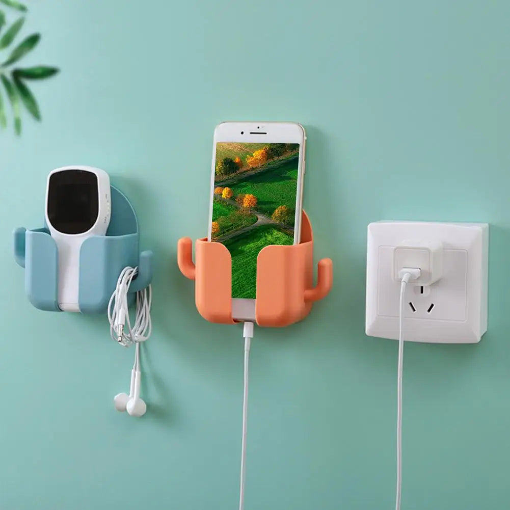 Wall Mounted Mobile Holder With Adhesive Strips& Charging Holder