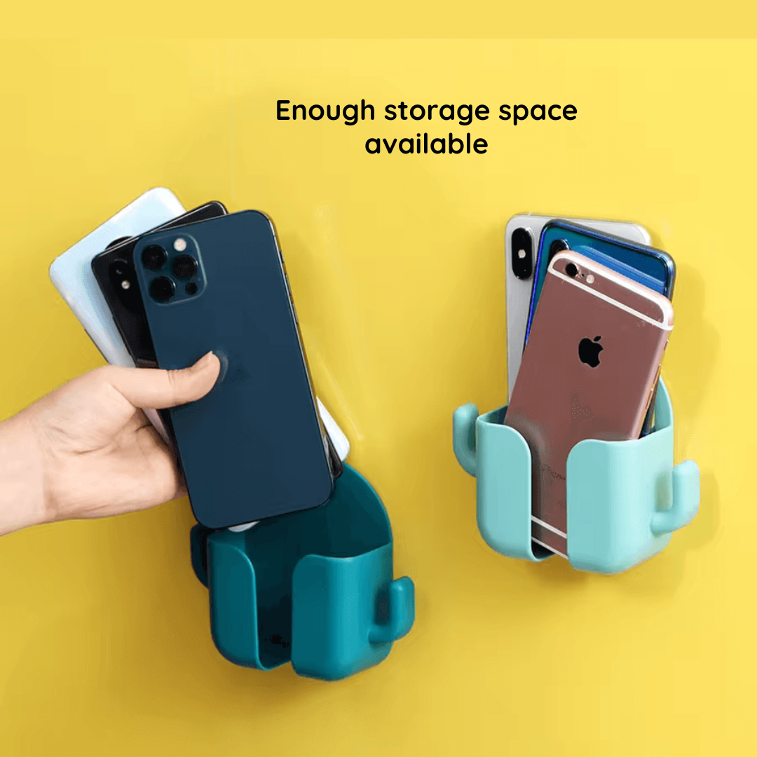 Wall Mounted Mobile Holder With Adhesive Strips& Charging Holder