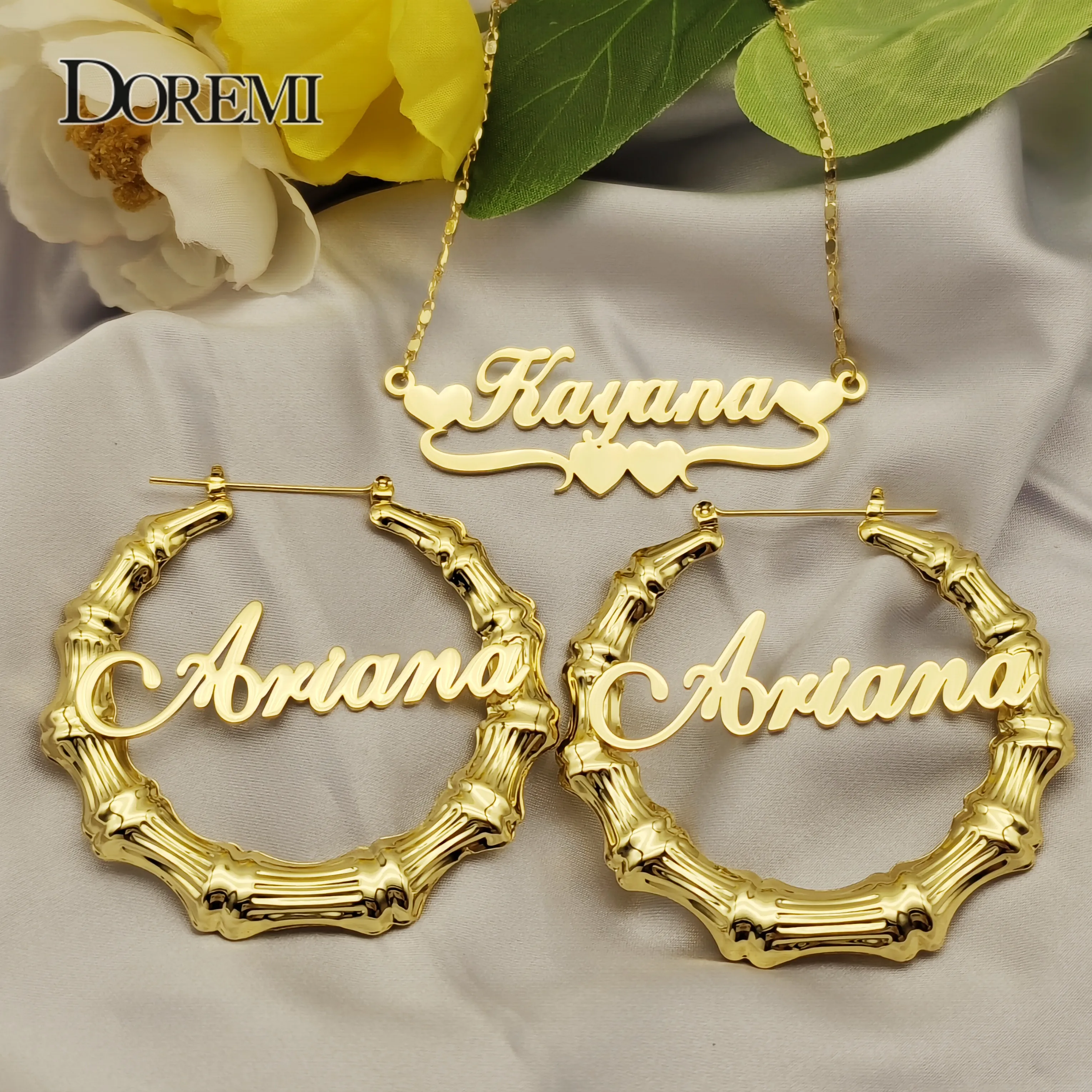 Doremi One Name Earrings And Necklace Set Tile Chain Round Bamboo Earrings Custom Bamboo Letter Personalised Name Earrings Gift H2B02D812Be9F4E4F8C2612C18C47683Cu Doremi One Name Earrings And Necklace Set Tile Chain Round Bamboo Earrings Custom Bamboo Letter Personalised Name Earrings Gift
