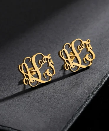 Custom Initial Monogram Letter Earrings Color Stainless Steel Personalized Name Earrings For Women Minimal Stud Earrings