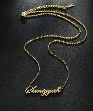 DOREMI Personalized Name Stainless Steel Necklace Font Customized Initial Letter Nameplate Necklace Custom Jewelry Girl Women