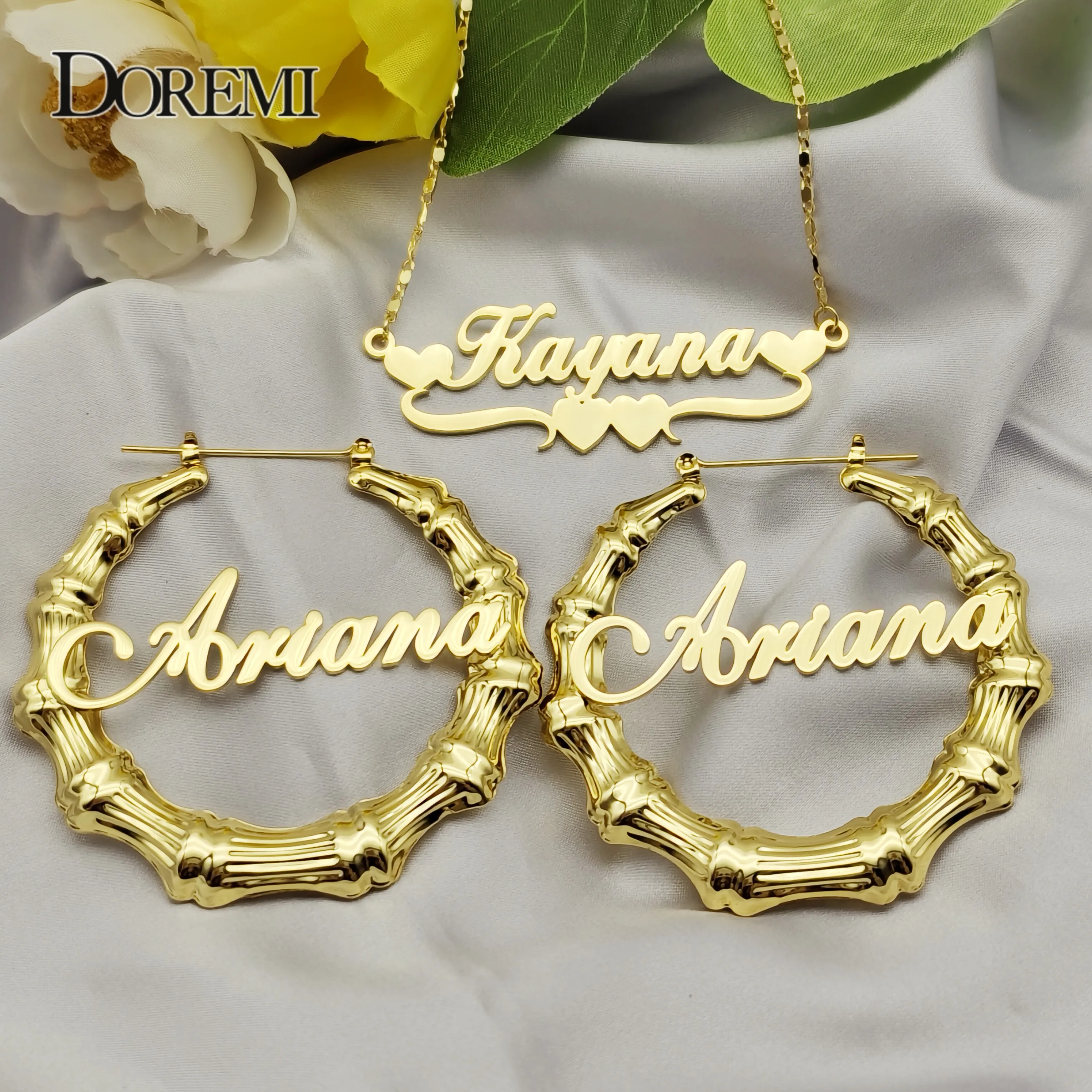 Doremi One Name Earrings And Necklace Set Tile Chain Round Bamboo Earrings Custom Bamboo Letter Personalised Name Earrings Gift Ha0Eafe2A7Fd5409Bb3B73A59Adc4Aa32T Doremi One Name Earrings And Necklace Set Tile Chain Round Bamboo Earrings Custom Bamboo Letter Personalised Name Earrings Gift - Image 5