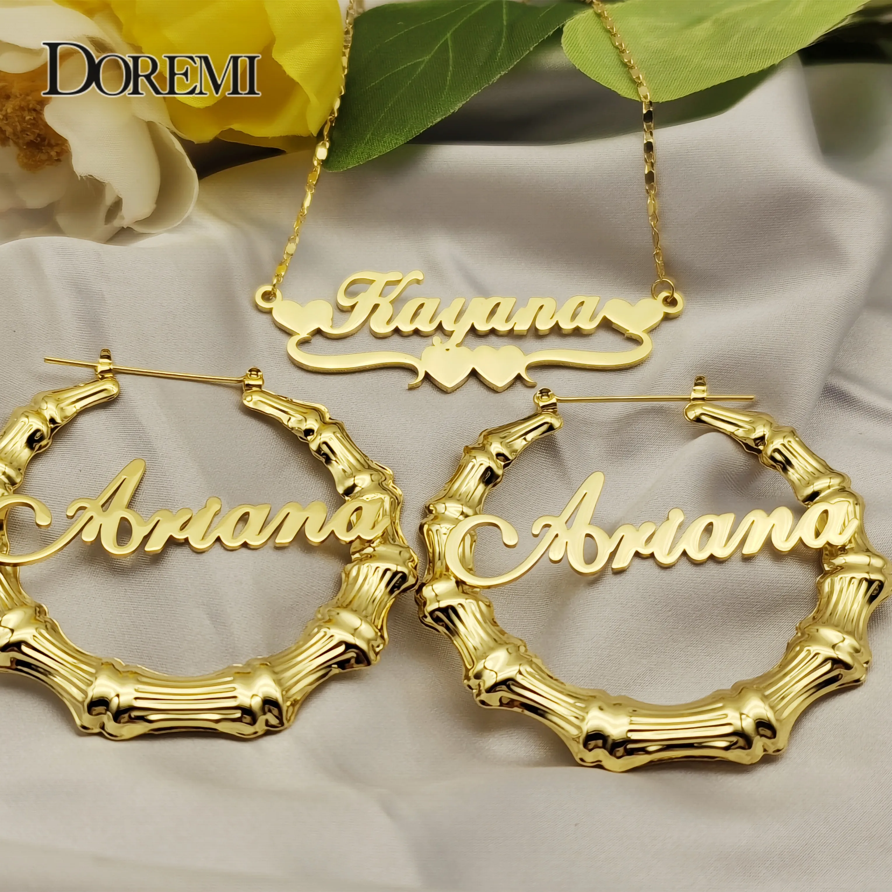 Doremi One Name Earrings And Necklace Set Tile Chain Round Bamboo Earrings Custom Bamboo Letter Personalised Name Earrings Gift Hbb7E140Ce5C24F0Bb4948838Aaa5A0D5Z Doremi One Name Earrings And Necklace Set Tile Chain Round Bamboo Earrings Custom Bamboo Letter Personalised Name Earrings Gift - Image 4