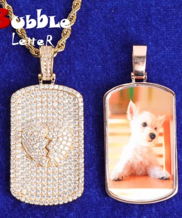 Bubble Letter Iced Out Custom Pendant Photo Medallion For Women Real Gold Plated Rock Street Hip Hop Jewelry