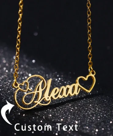 Custom Name Hollow Heart Necklaces For Women Stainless Steel Chain Cursive Script Collier Christmas Jewelry Christmas Gift
