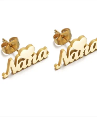 LeeChee Heart Shape Kids Custom Name Earstuds Stainless Steel Cute Jewelry Gift
