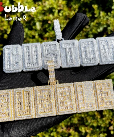 Bubble Letter Iced Out Custom Name Necklace For Men Prong Setting Personazlied Pendant Hip Hop Jewelry