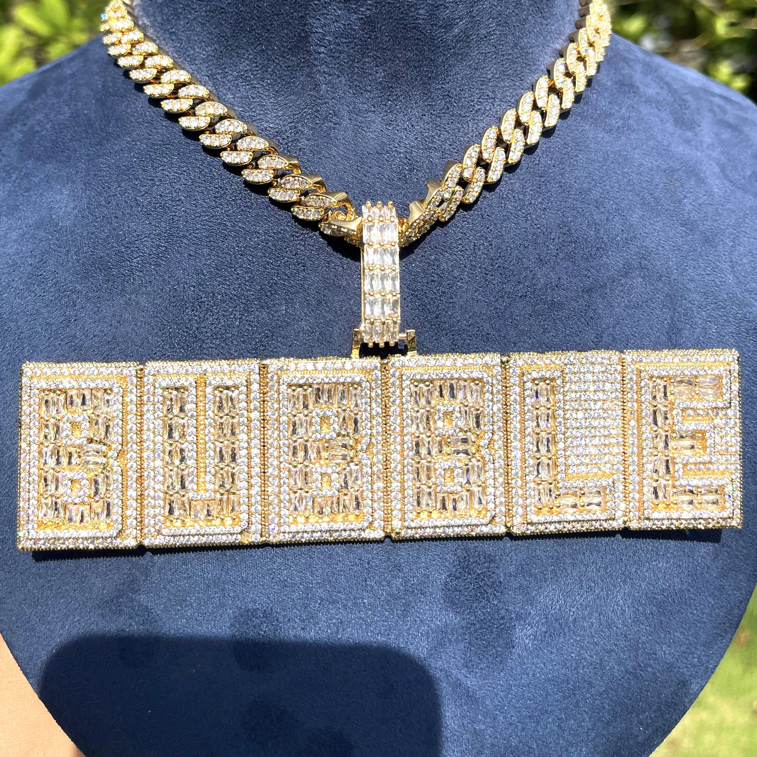Bubble Letter Iced Out Custom Name Necklace For Men Prong Setting Personazlied Pendant Hip Hop Jewelry S6E25B46212F54E3Abf94A77E3449600Am Bubble Letter Iced Out Custom Name Necklace For Men Prong Setting Personazlied Pendant Hip Hop Jewelry - Image 2