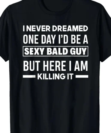 Men's Funny Bald Head Graphic T-Shirt with the Slogan'Bald Man' and Bald Head Print - Comfortable Cotton Crew Neck Short Sleeve, Slight Stretch