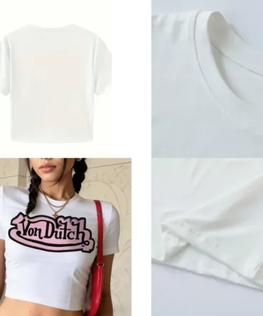 Women'S Casual Neck Cropped T-Shirta Pure Cotton Crew Neck Short-Sleeve Women'S T-Shirt With A Slogan Print Summer W